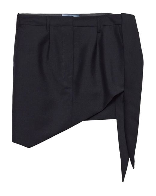 Prada Asymmetrische Wikkelrok in het Black