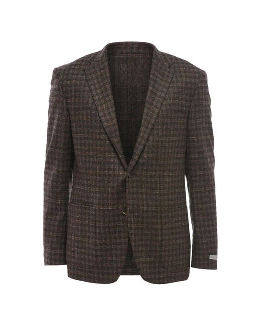 Corneliani Black Checked Patch-Pocket Blazer for men