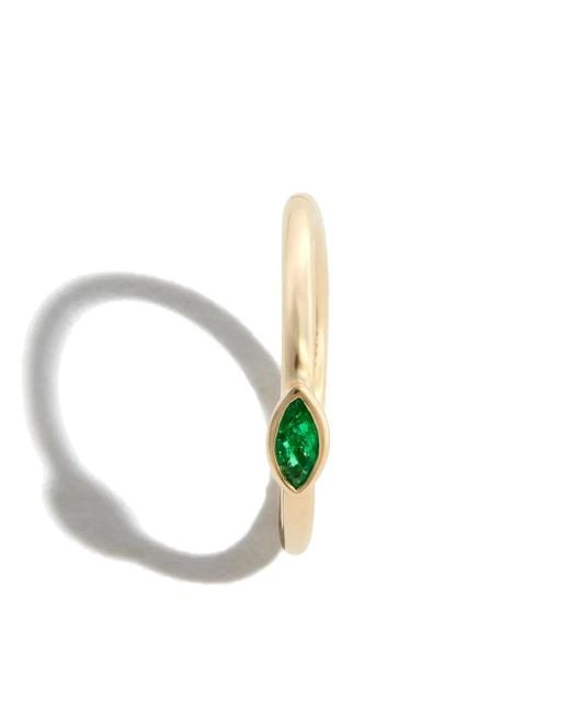 Jacquie Aiche White 14Kt Marquise Emerald Single Hoop Earring