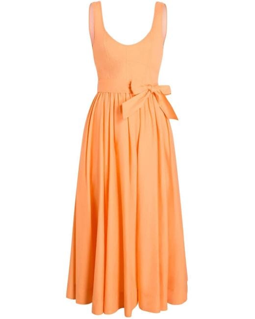 Cinq À Sept Orange Kilah Draped Midi Dress