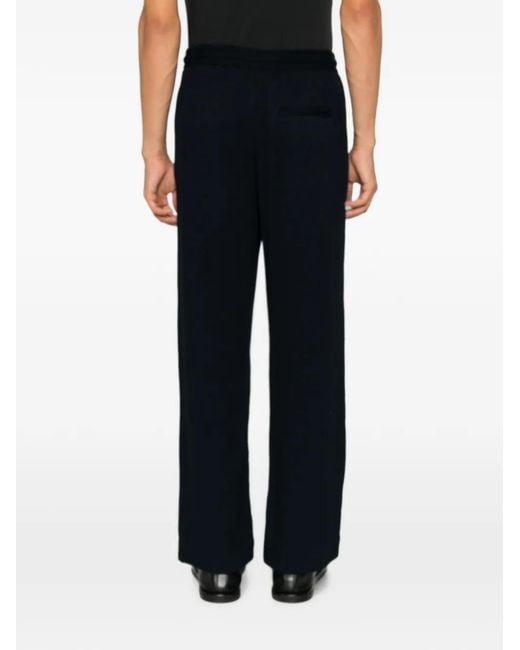 Giorgio Armani Black Drawstring-Waist Textured Trousers for men