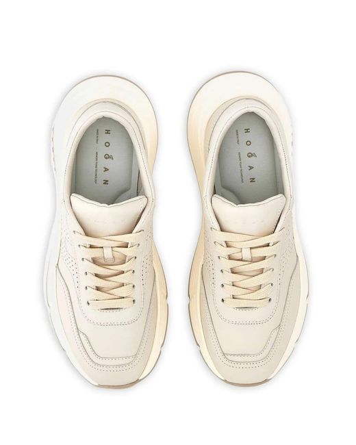 Hogan White H669 Perforated Platform Sneakers