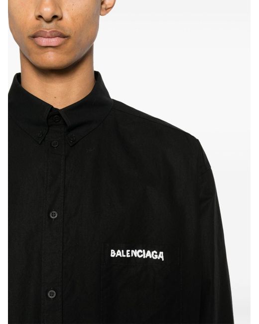 Chemise en coton à logo imprimé Balenciaga pour homme en coloris Black