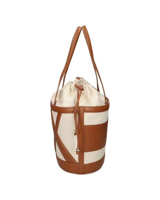 ARMANI EXCHANGE Natural Drawstring-Closure Bucket Bag