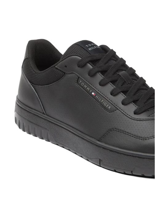 Tommy Hilfiger Black Perforated Sneakers for men