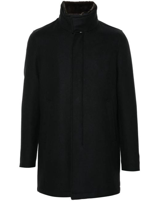 メンズ Herno エコファーカラーコート Black