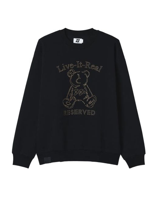 Izzue Black Teddy Bear-Embroidered Sweatshirt for men