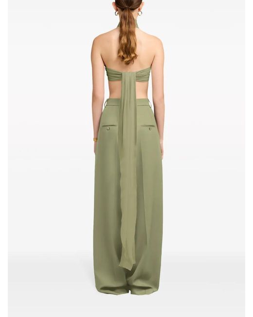 AMI Green Silk Wrap Top