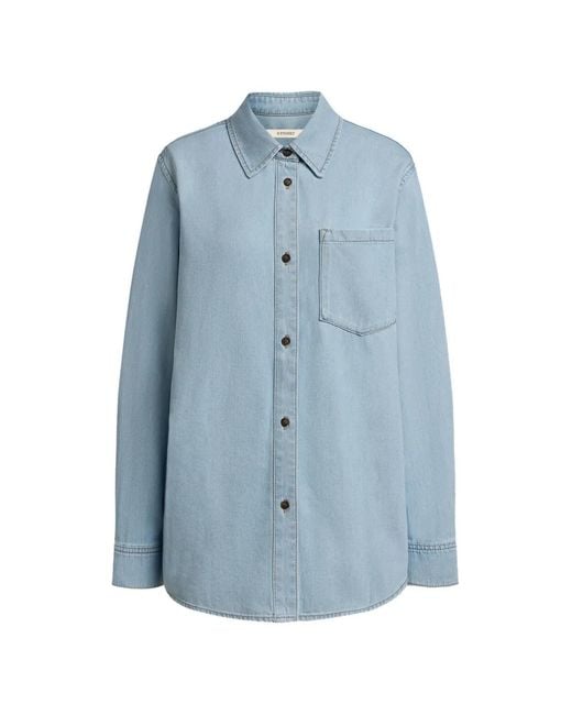 12 STOREEZ Blue Button Lightweight Denim Shirt