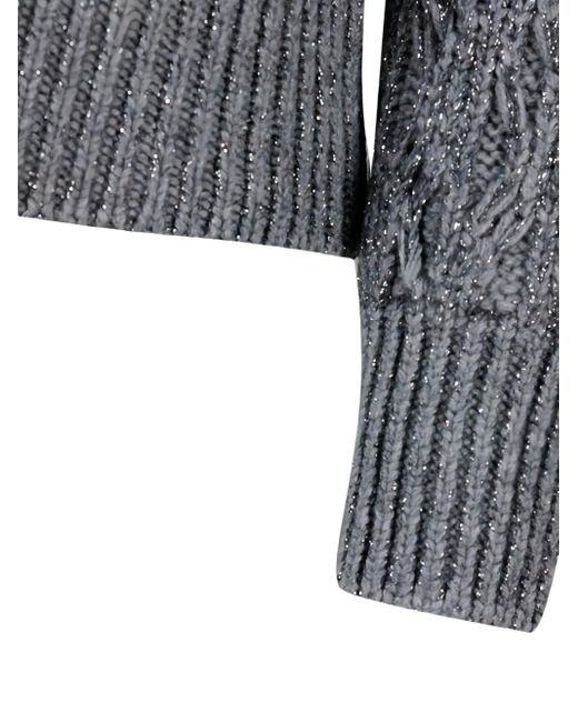 Fabiana Filippi Gray Cable-Knit Wool Sweater