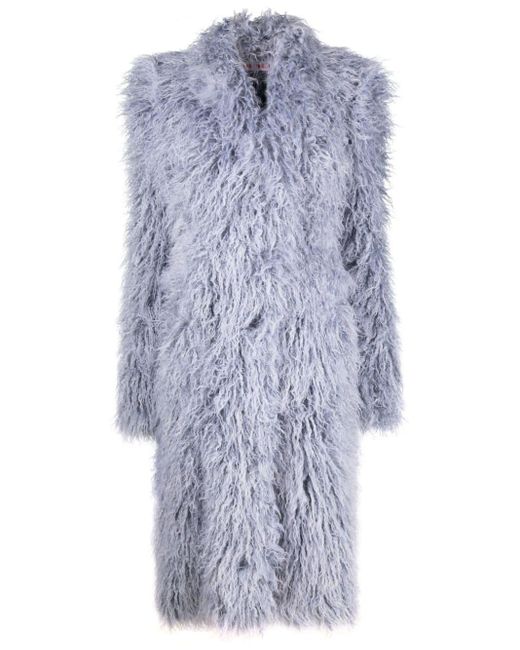 OTTOLINGER Blue Furry Faux-fur Midi Coat