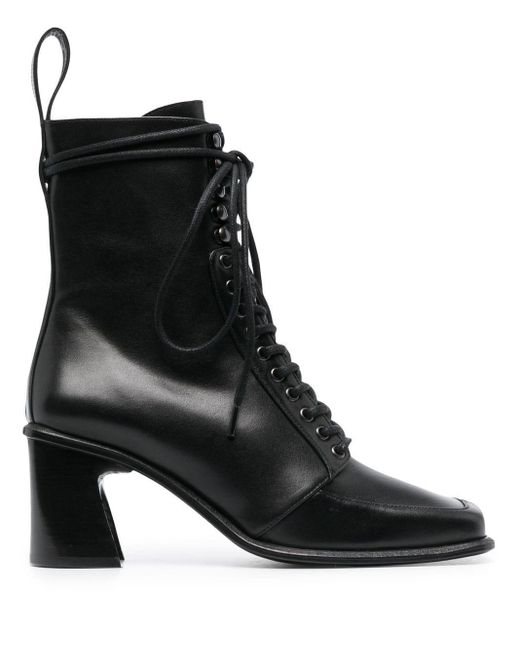 Marine Serre Lace-up Leather Boots in Black | Lyst