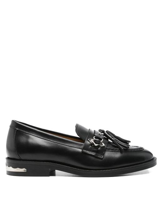 Toga Black Tassel-Embellished Leather Loafers