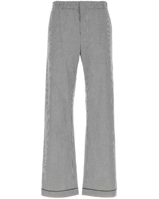 Prada Gray Gingham-Check Trousers for men