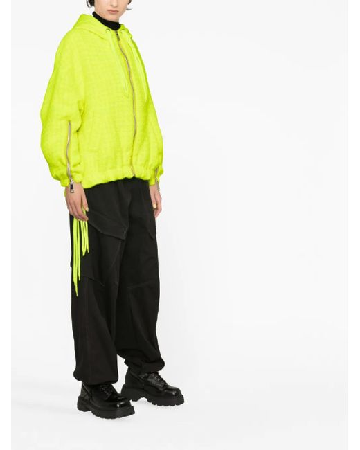Khrisjoy Yellow Tweed Drawstring Hood Jacket