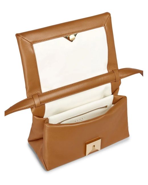 Marni Brown Small Prisma Leather Shoulder Bag