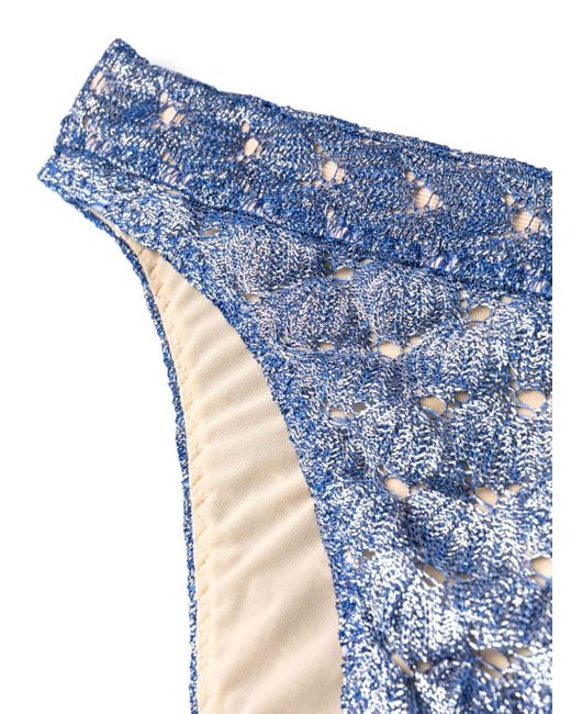 Missoni Blue Metallic Crochet-knit Bikini