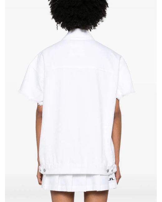 MICHAEL Michael Kors White Frayed-Brim Denim Jacket