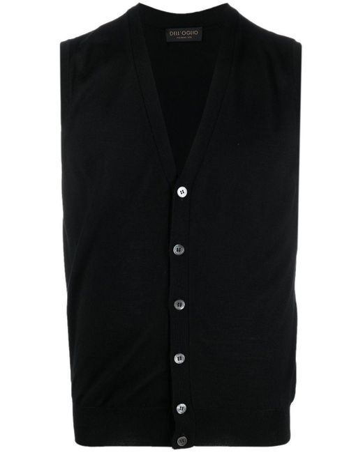 Dell'Oglio V-neck merino wool vest in Black für Herren