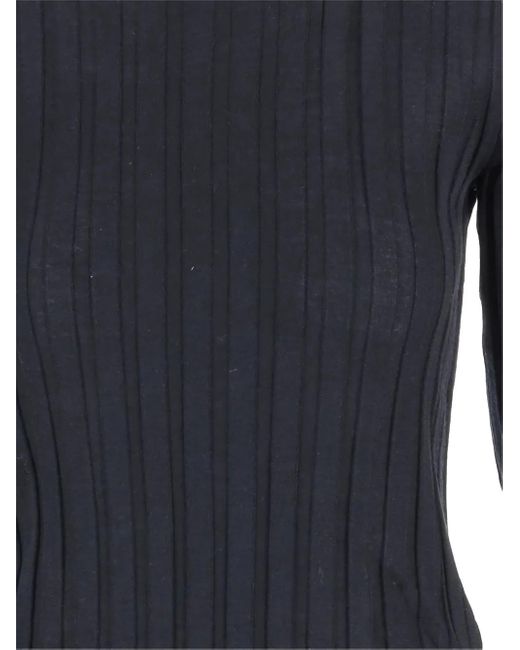 Carven Blue Ribbed Crew-Neck Sweater