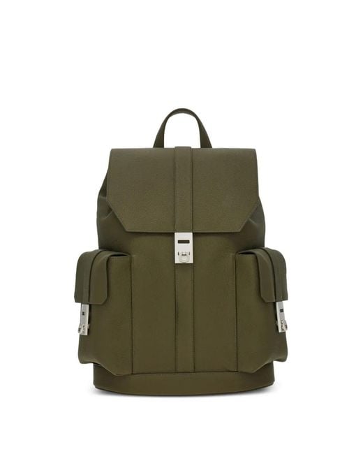 Ferragamo Green Utility Backpack With Hug Buckles for men