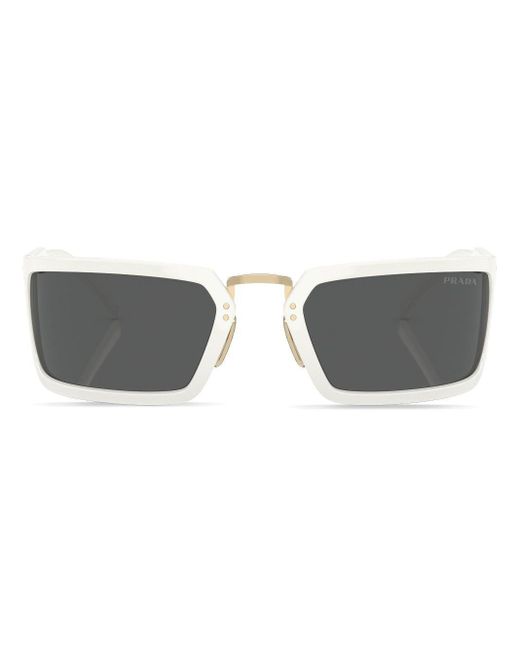 Prada Gray Logo-engraved Square-frame Sunglasses for men
