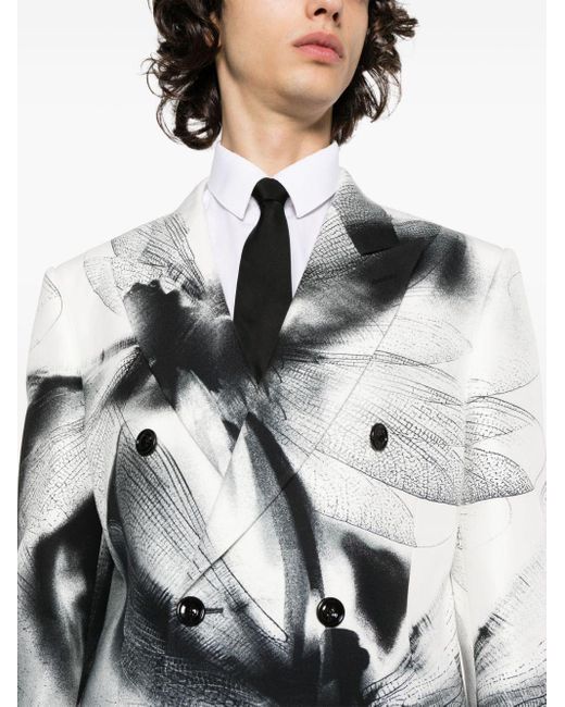 Alexander McQueen Gray Dragonfly Shadow Printed Viscose Jacket for men