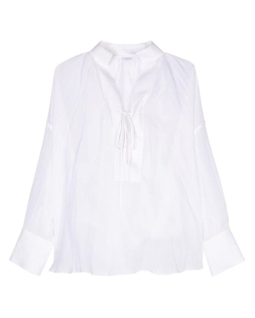 Ferragamo White Pleated V-neck blouse