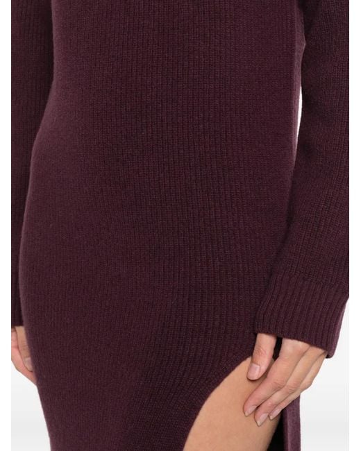Laneus Purple Slit Ribbed Dress