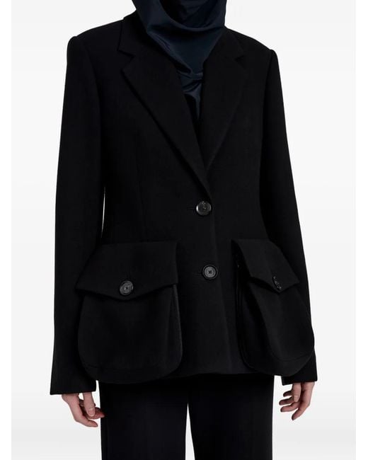 Proenza Schouler Black Flap-Pockets Buttoned Blazer