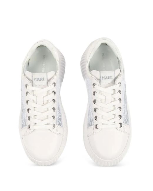 Karl Lagerfeld White Kreeper Orchid Low-Top Sneakers