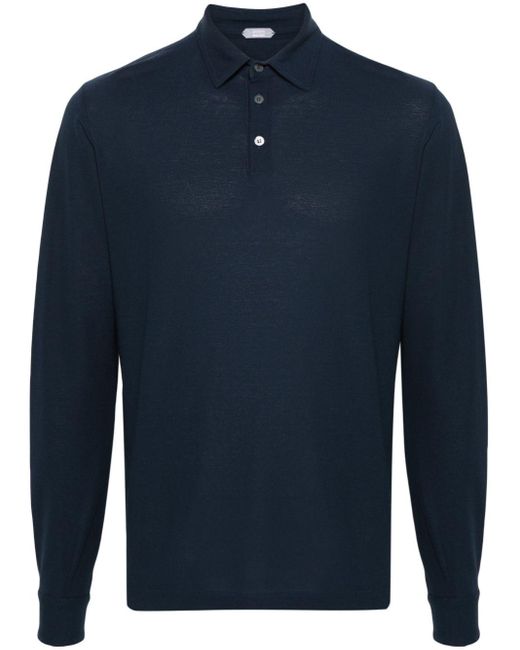 Zanone Blue Dyed Cotton Polo Shirt for men