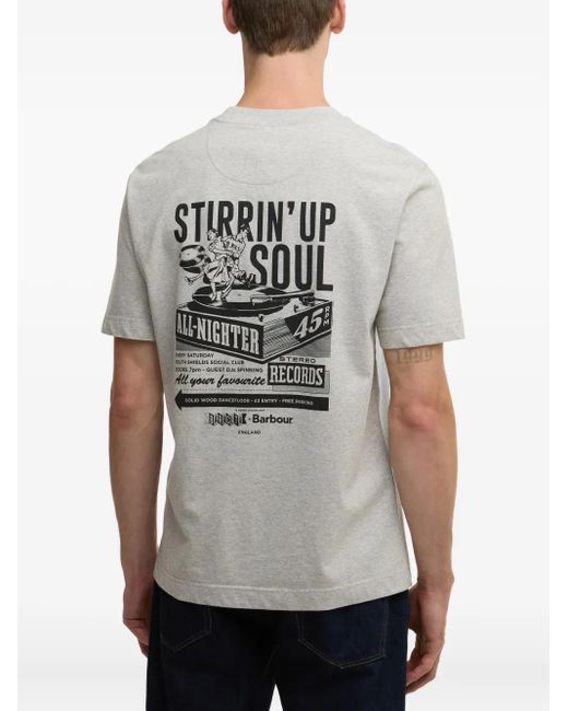 Barbour Gray Graphic-Print T-Shirt for men