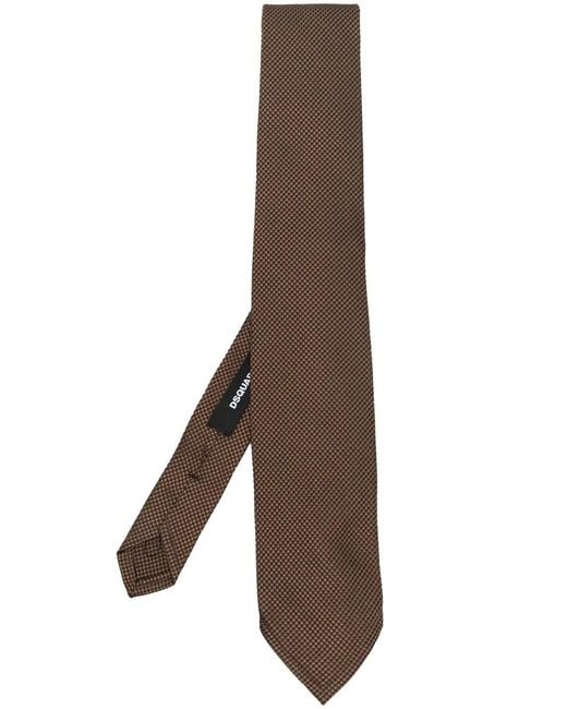 DSquared² Brown Silk-Jacquard Tie for men