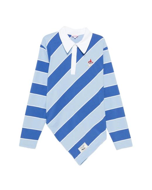 Charles Jeffrey Blue Striped-Pattern Polo Shirt