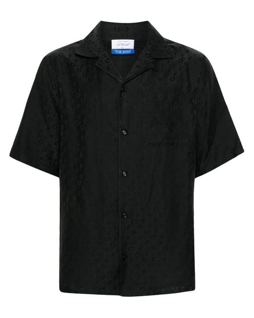 Off-White c/o Virgil Abloh Black Holiday Bowling Shirt With Off Pattern for men
