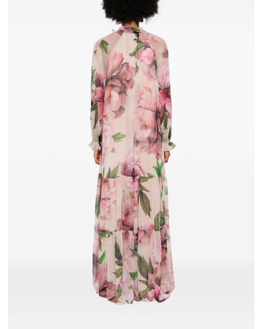 Nissa Pink Floral-print Maxi Dress