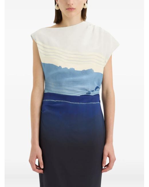 Sir Silk Midi Dress Blue