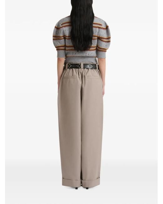Marni Natural Canvas Pants With Pleats