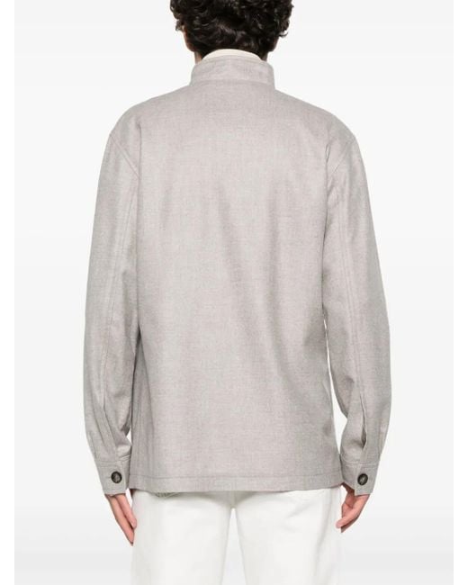 Tagliatore Button-Up Shirtjack in het White voor heren