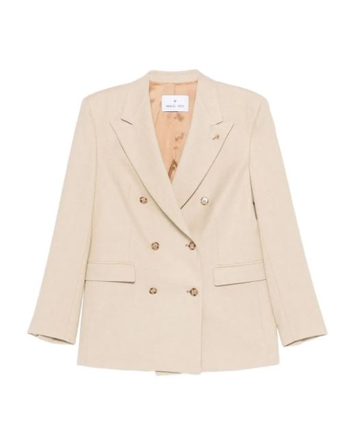 Manuel Ritz Natural Flannel Double-Breasted Blazer