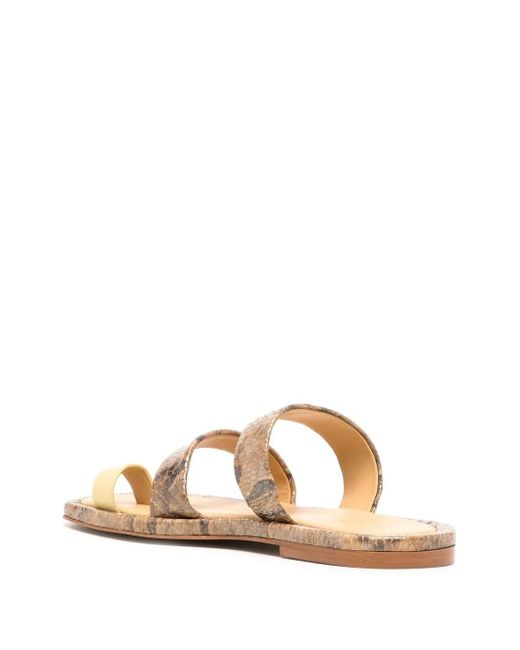 Rejina Pyo Natural Larissa Snakeskin-Print Leather Sandals