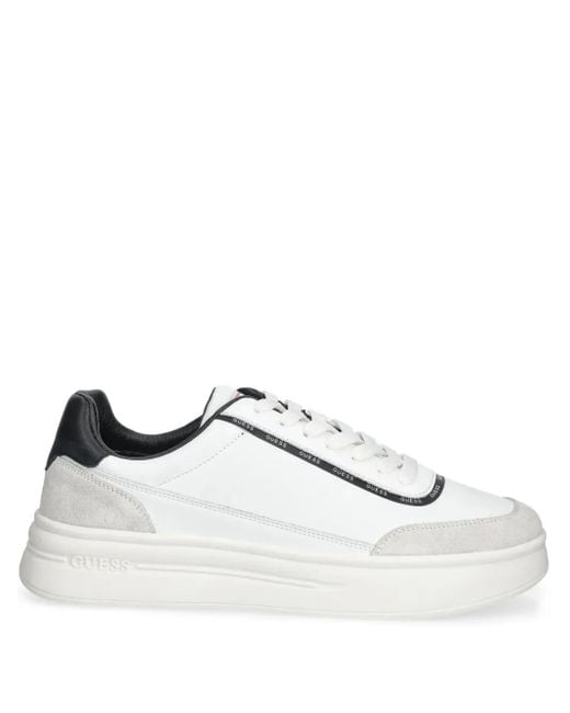 Guess White Logo-Trim Low-Top Sneakers for men