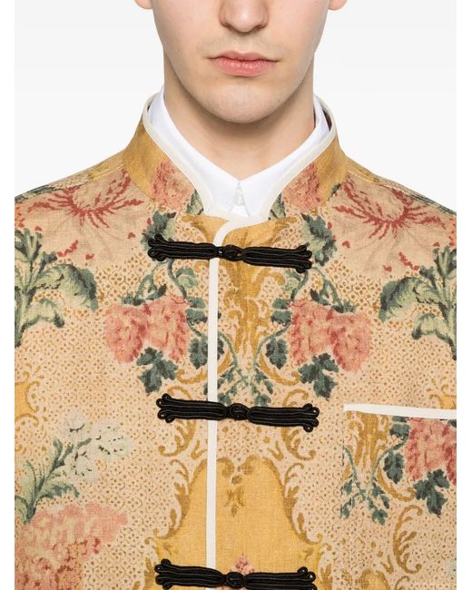 Valentino Garavani Metallic Floral-Print Frog-Closure Jacket for men