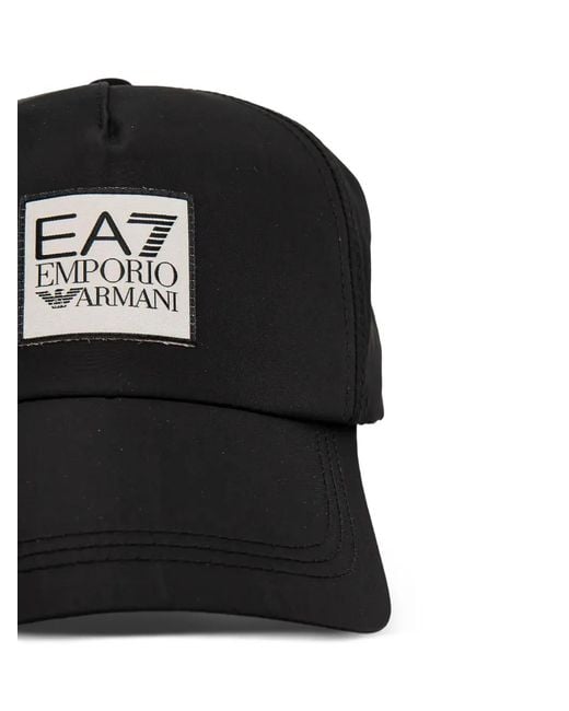 EA7 Black Logo-Patch Baseball Cap