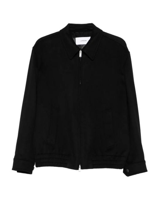 メンズ Lardini ジップアップ ボンバージャケット Black