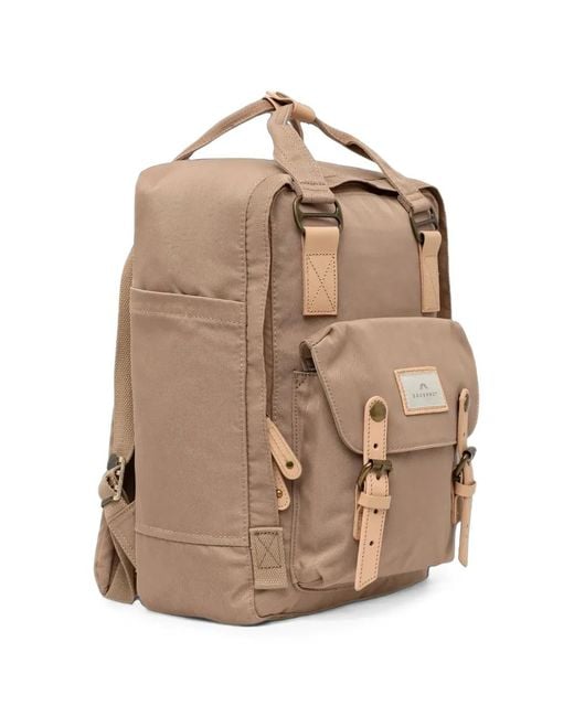 Doughnut Natural Macaroon Buckle-Fastening Logo-Patch Backpack