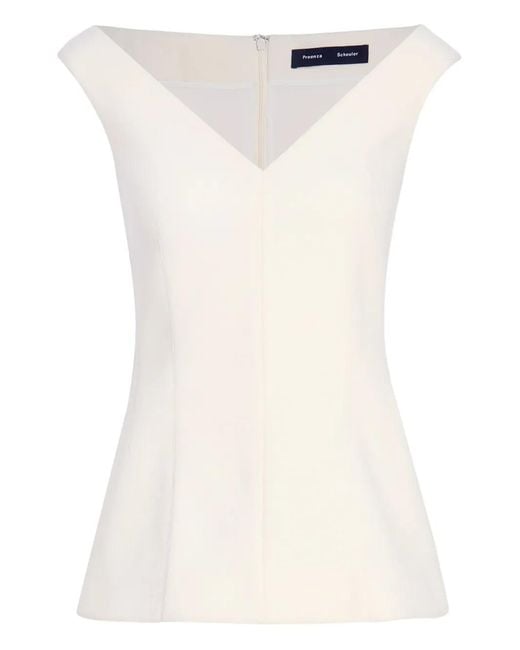 Proenza Schouler White Mariam V-Neck Top