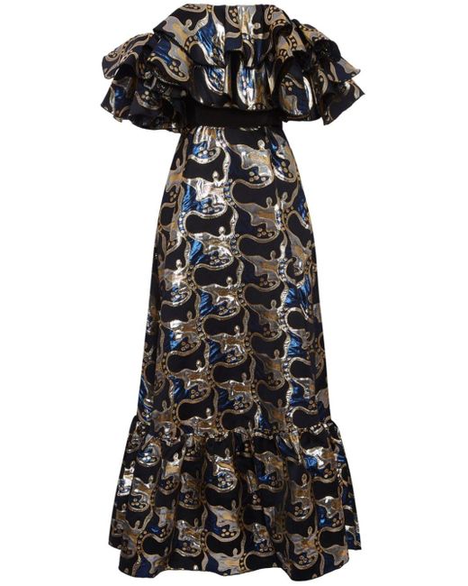 LaDoubleJ Black Shazam! Metallic-finish Dress