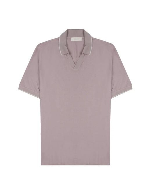 LUIGI GENTILE Purple Tipped-Trim V-Neck T-Shirt for men